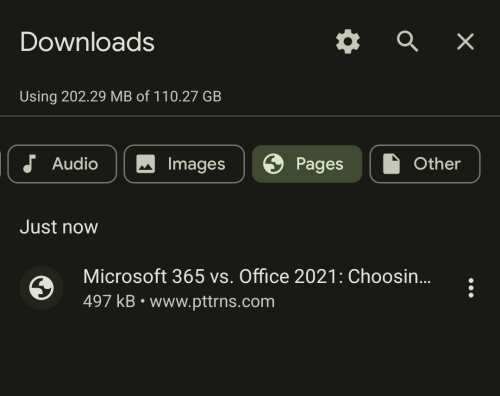 Pages in the Download section
